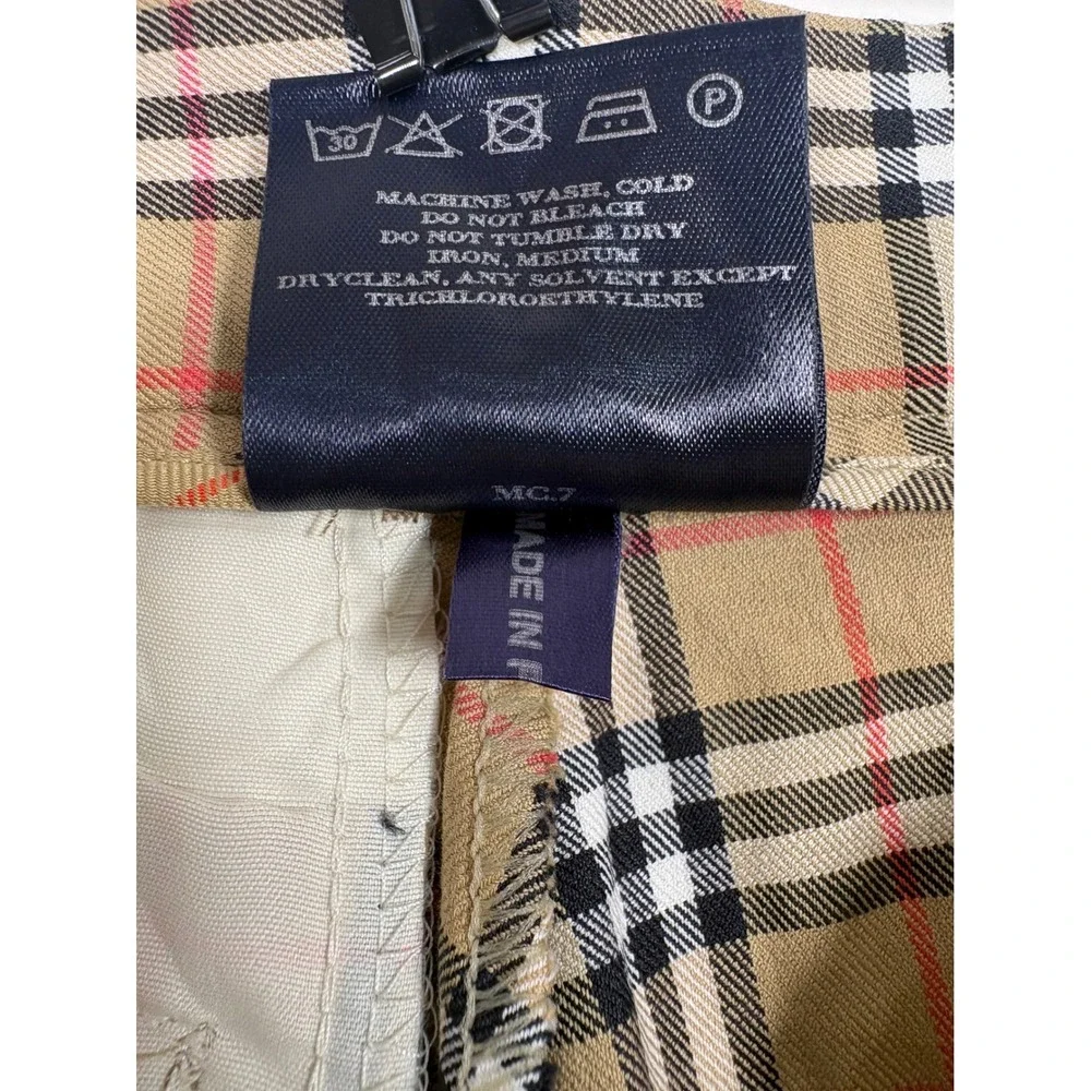 Vintage Burberry Golf Nova Check Shorts US 6 Tan Plaid High Rise Bermuda Cotton